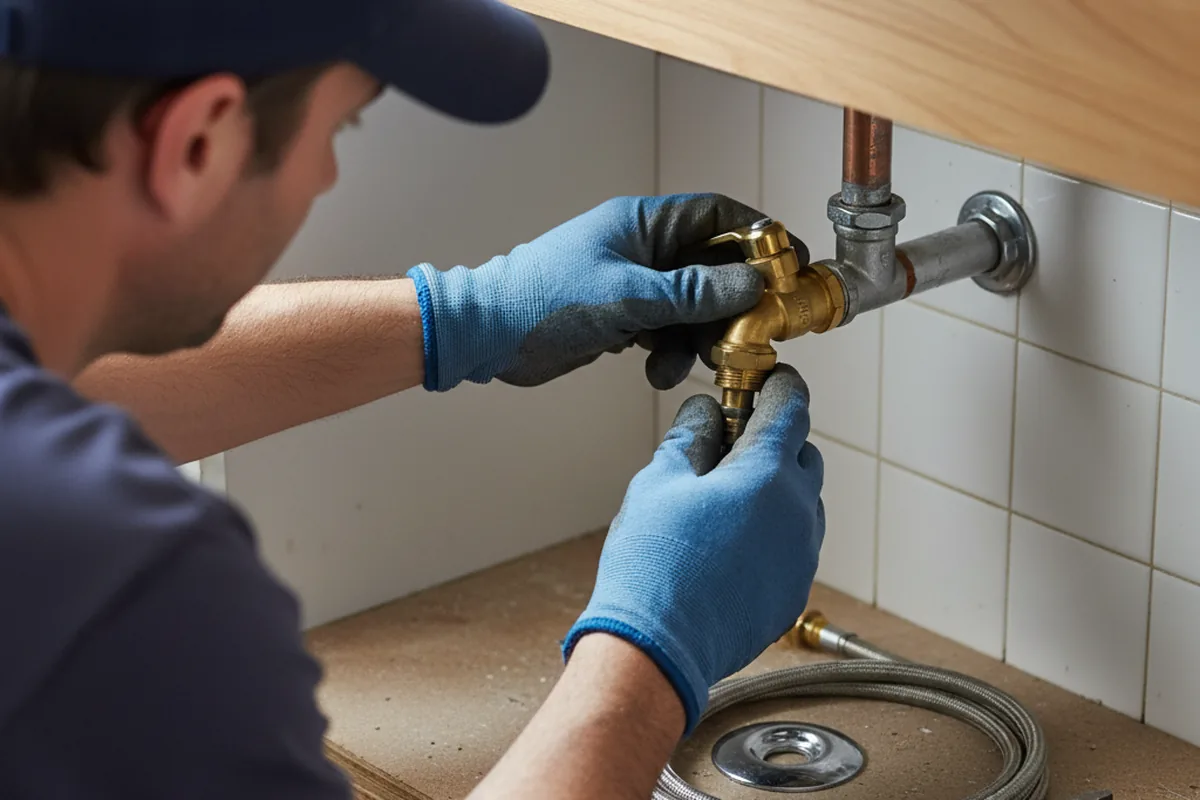 Shutoff valve and fitting work during Burst Pipe Repair in Malvern